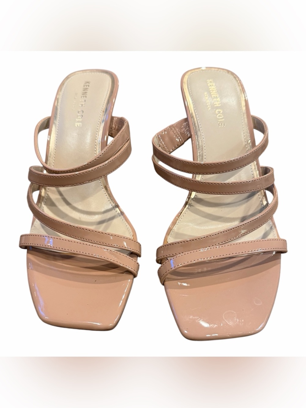 Kenneth Cole Blush Patent Strappy High Heel Sandals